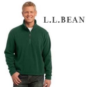 LL Bean 1/4 Zip Pullover Fleece Sweater Green